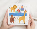 3rd Birthday Card, Personalised Birthday Card for Boy, Safari Animal Birthday Card, Birthday Card for Son, Giraffe Lion Bear Card