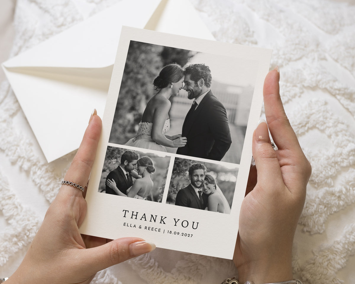 Personalised Wedding Thank You Cards, Photo Wedding Thank You Cards, Folded Wedding Thank You Cards, Minimal Thank You Card