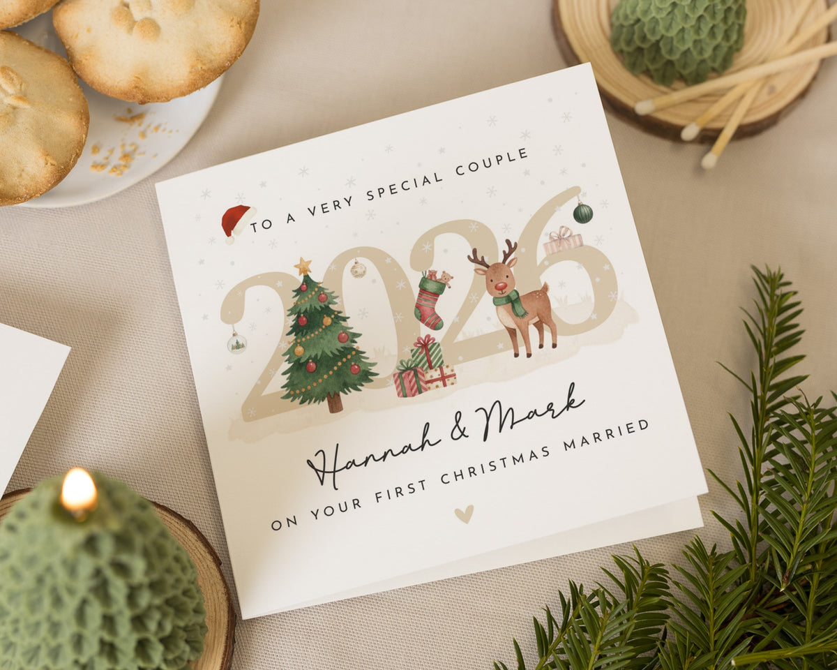 First Christmas Married Card, 1st Christmas Card for Couple, Personalised Christmas Card for Couple, Newlywed Christmas Card