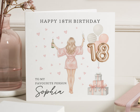 18th Birthday Card for Her, Personalised Birthday Card, Daughter Birthday Card, Best Friend 18th Birthday, Favourite Person Card