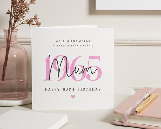 60th Birthday Card for Mum, Mum 60th Birthday Card, Birthday Card for Her, Personalised Birthday Card, Happy 60th Birthday Mum