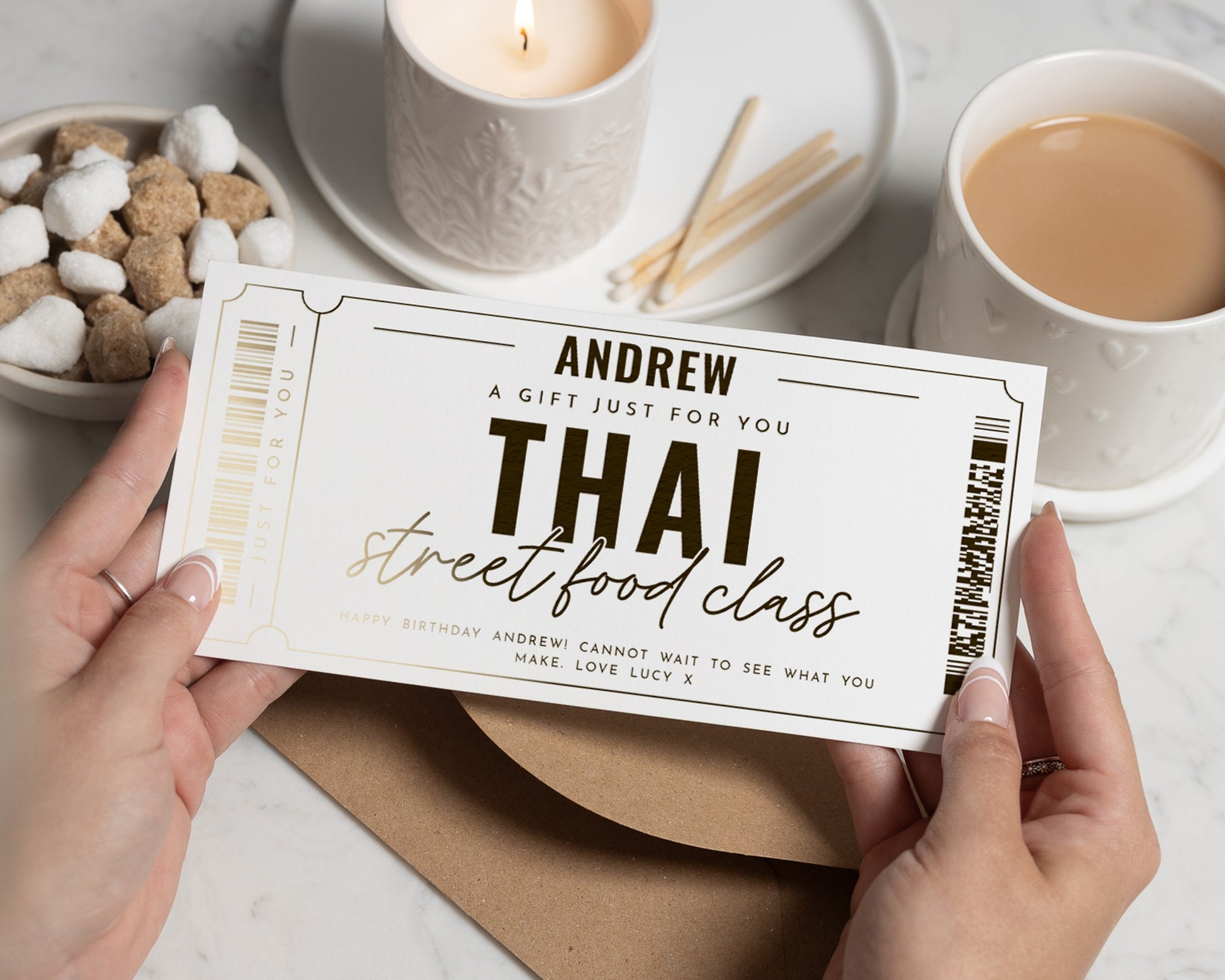 Personalised Gift Voucher, Cooking Class Gift Voucher, Thai Food Class, Birthday Gift Voucher, Gift Experience for Him or Her
