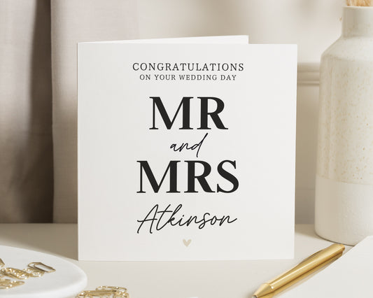 Wedding Card, Personalised Wedding Card, Congratulations Card, Mr and Mrs Card, Wedding Day Card, Custom Wedding Card