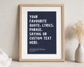 Personalised Lyrics Print, Custom Quote Wall Art, Navy Blue Wall Art, First Dance Song Gift, Gift for Couple, Anniversary Gift