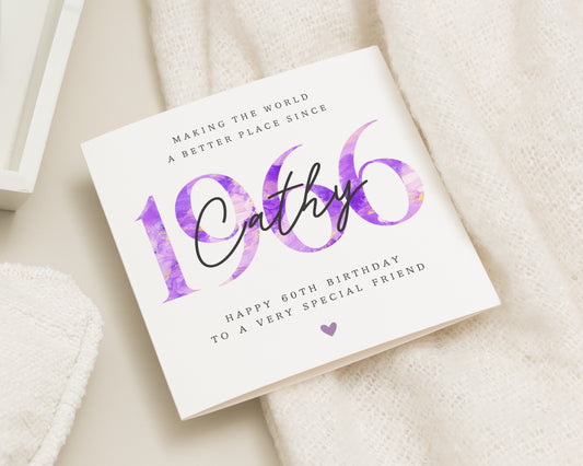 60th Birthday Card for Friend, Personalised 60th Birthday Card, Birthday Card for Her, Special Friend Birthday Card, 60th Birthday Gift