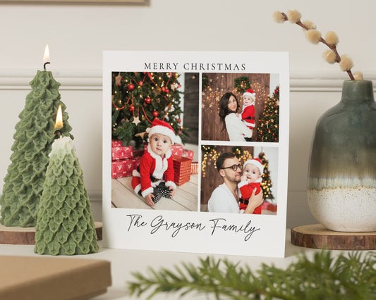 Personalised Photo Christmas Card, Square Christmas Card, Family Christmas Card, Pack of 10, 20, 50 or 100, Custom Christmas Card