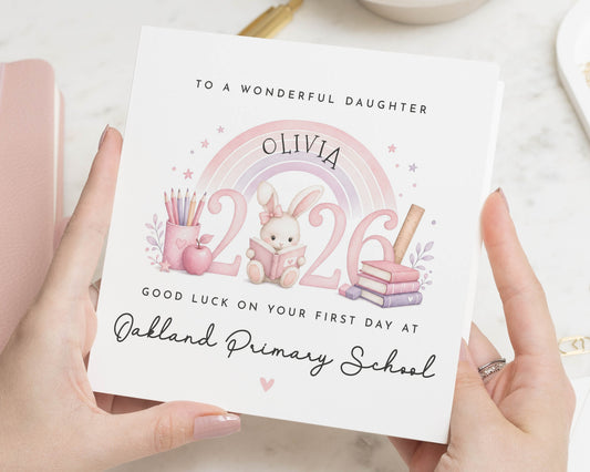 First Day at School Card for Daughter, Good Luck Card for Girl, Personalised Back to School Card, 1st Day Primary School Card