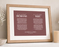 Personalised Wedding Vows Print, Pink Wall Art, Husband and Wife Gift, Anniversary Gift, Wedding Gift, Oak Framed Print