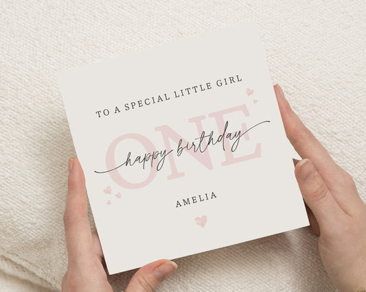 1st Birthday Card for Girl, First Birthday Card, Personalised Birthday Card for Daughter, Granddaughter Birthday Card, One Today Card