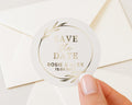 Save the Date Sticker, Personalised Wedding Sticker, Gold Foil Save the Date, Custom Wedding Label, Engagement Sticker