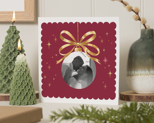 Personalised Christmas Photo Card, Photo Christmas Card, Christmas Card for Couple, Family Christmas Card, Bauble Xmas Card