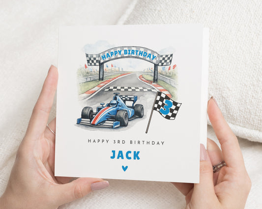 3rd Birthday Card for Boy, Racing Car Birthday Card, Personalised Birthday Card, Birthday Card for Son, 3rd Birthday Card for Kids