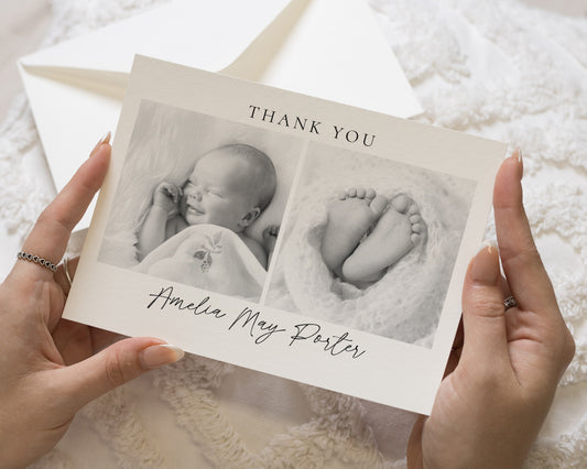 Personalised Baby Thank You Cards, Baby Thank You Card, Photo Thank You Cards, Birth Announcement, New Baby Thank You Cards, Minimal Card