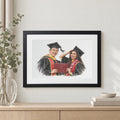 Personalised Graduation Print From Photo, Custom Watercolour Portrait, Graduation Gift, University Gift, Black Framed Print