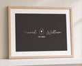 Personalised Gold Foil New Home Print, Chocolate Brown Wall Art, Couple Gift, House Warming Gift, Print With Mount
