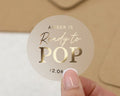 Ready To Pop Sticker, Baby Shower Sticker, Personalised Baby Shower, Gold Foil Sticker, Custom Name Sticker, Baby Shower Decor