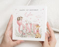 Personalised 1st Birthday Card for Girl, First Birthday Card, Daughter Birthday Card, Granddaughter Birthday Card, Safari Animal Card