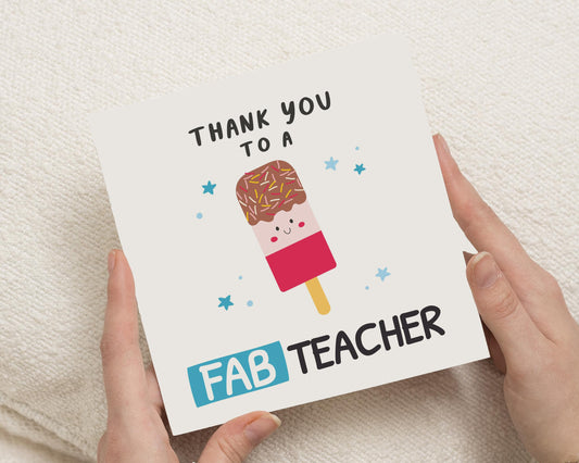 Thank You Teacher Card, Teacher Thank You Card, End Of Term Card, Thank You Card For Teacher, Fab Teacher Card, Cute Teacher Card