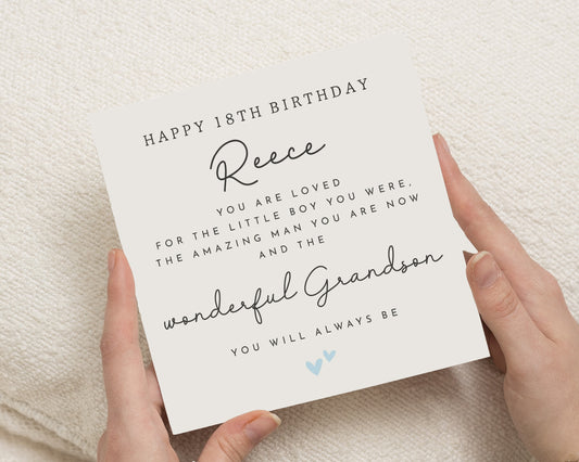 18th Birthday Card for Grandson, Personalised Birthday Card for Him, Custom Grandson Card, 18th Birthday Card, Simple Poem Birthday Card