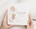 Personalised 1st Birthday Card for Girl, First Birthday Card, Birthday Card for Daughter, Granddaughter, Niece, Teddy Bear Birthday Card