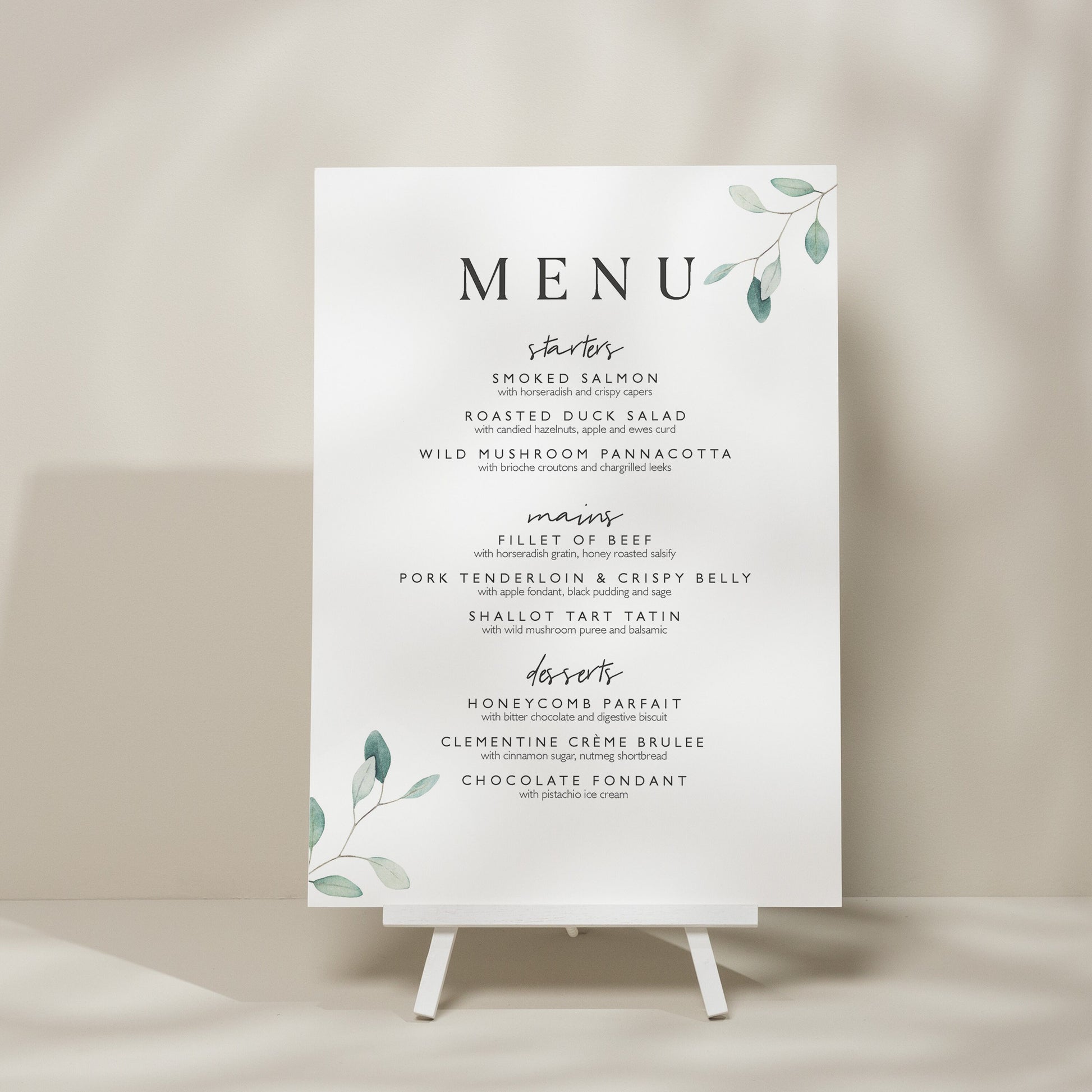 Wedding Food Sign, Menu Wedding Sign, Botanical Wedding Signage, Wedding Food Menu Sign, Minimalist Wedding Signage &#39;Laura&#39;