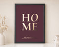 Personalised Gold Foil Family Print, Burgundy Wall Art, Family Name Print, New Home Gift, House Warming Gift, Living Room Art