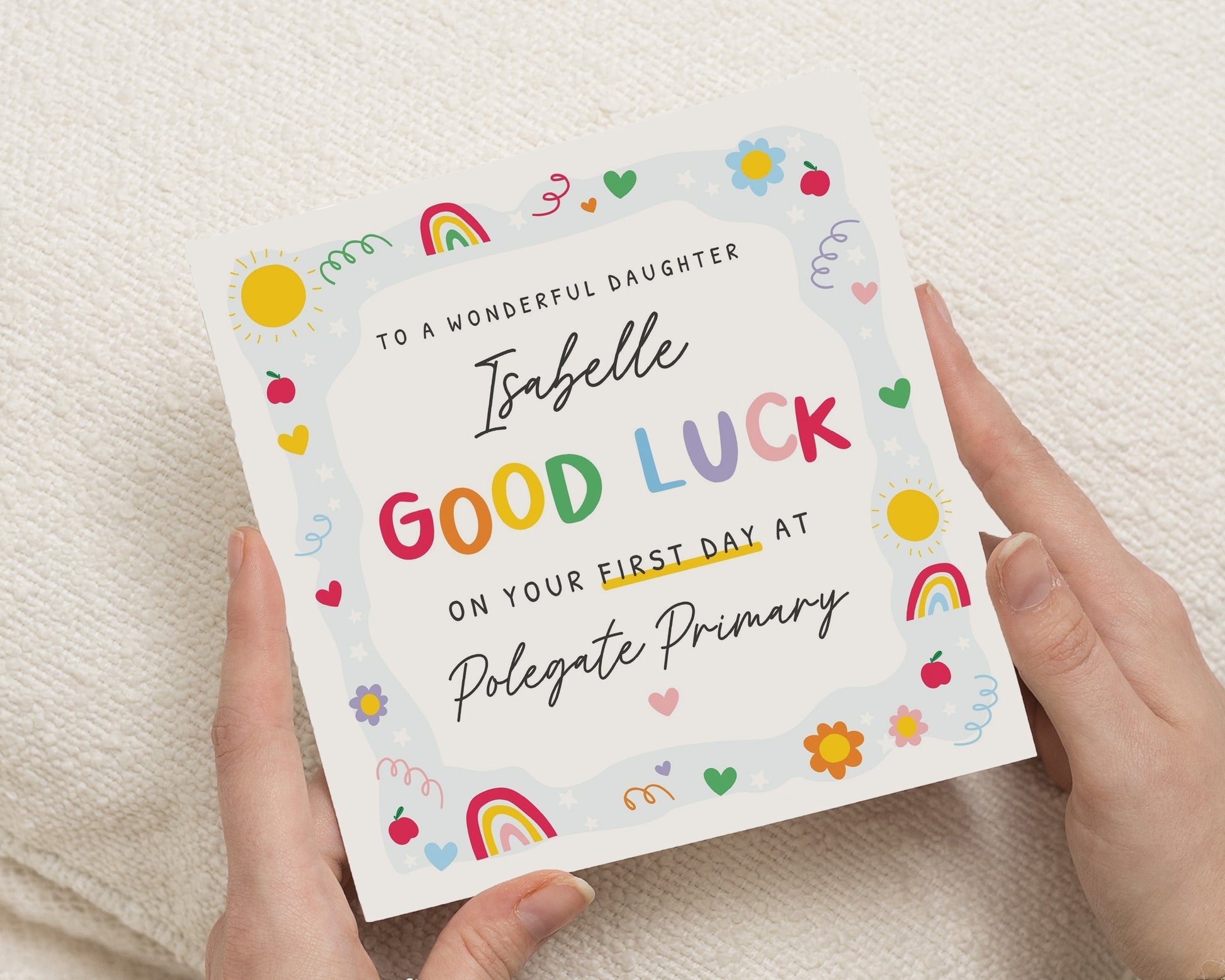 Good Luck Card for Daughter, First Day at School Card, Personalised Primary School Card, Back to School Card for Girl, New School Card