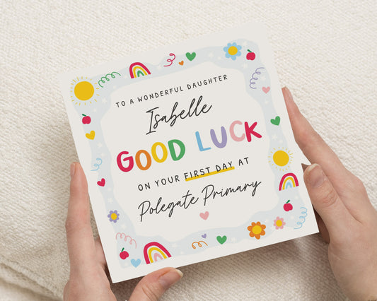 Good Luck Card for Daughter, First Day at School Card, Personalised Primary School Card, Back to School Card for Girl, New School Card