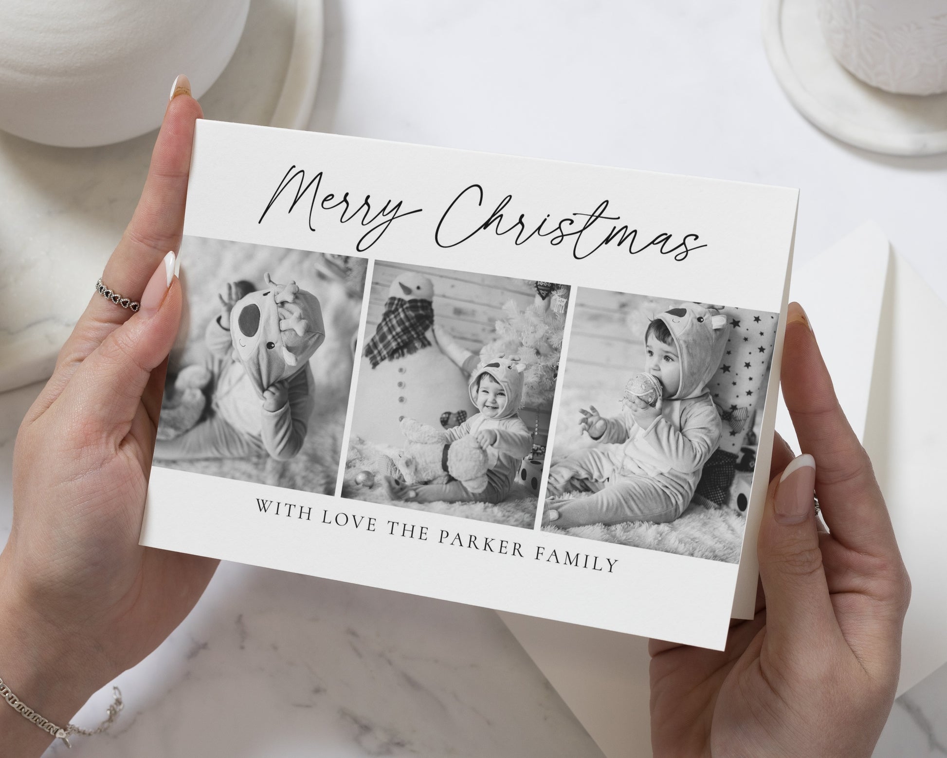 Personalised Photo Christmas Cards, Pack of 10, 20, 50 or 100, Family Christmas Card, Custom Christmas Card, Folded Photo Card