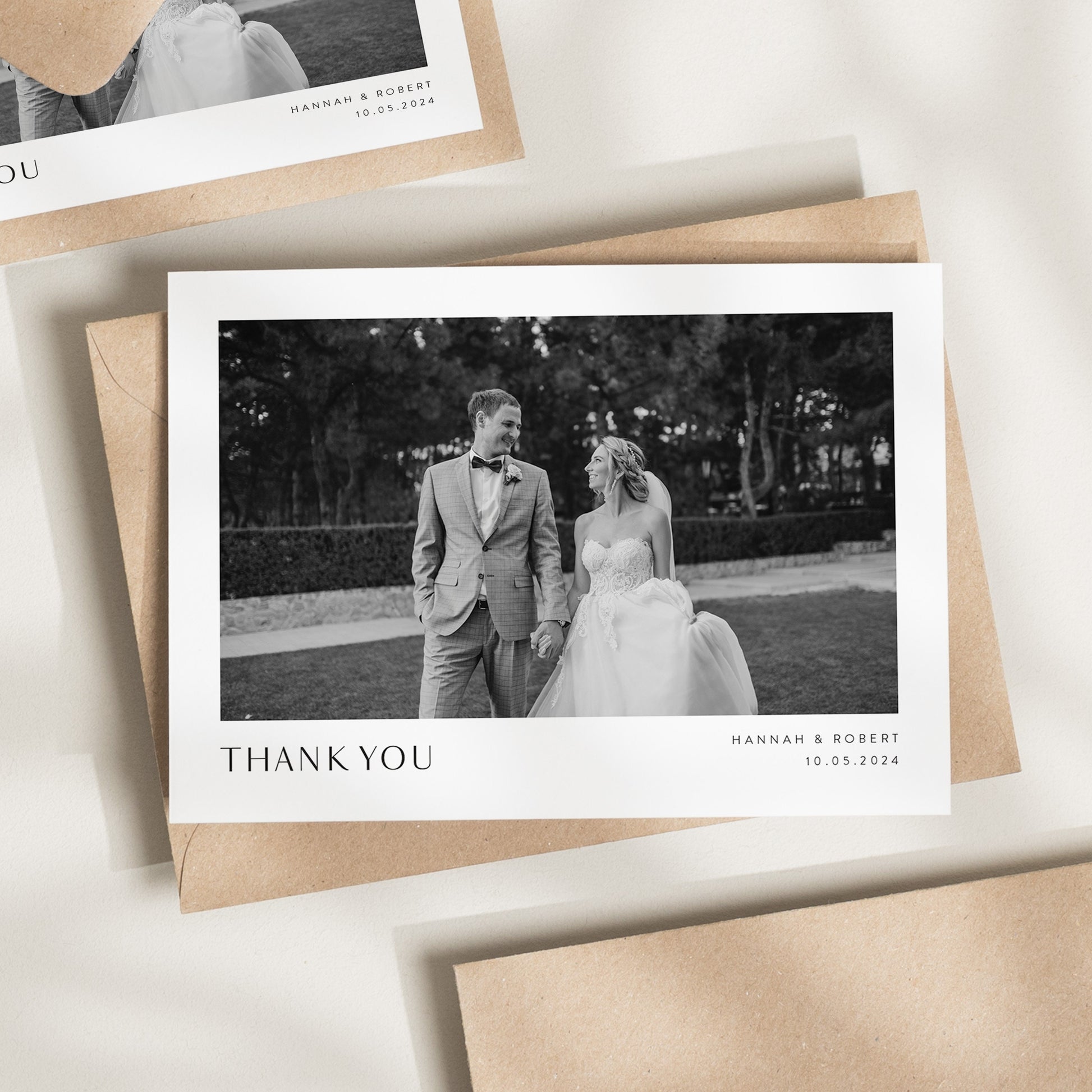 Wedding Thank You Post Card, Folded Thank You Cards Wedding, Post Card Wedding Thank You, Thank You Card, Simple Wedding Card With Photo