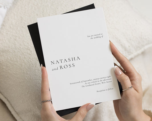 Black and White Wedding Invitations, Minimalist Wedding Invites, Elegant Typography Wedding Invitation Suite, Personalised Wedding Invite