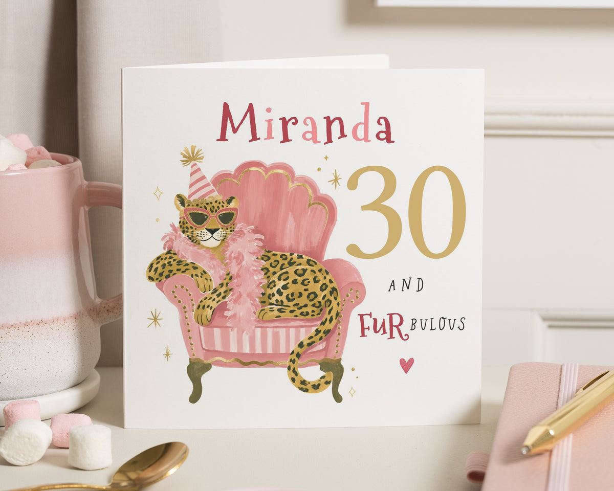 Personalised 30th Birthday Card for Her, 30th Birthday Card, Birthday Card for Daughter, Birthday Card for Friend, Leopard Card, Funny Card