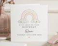 Personalised Birthday Card, Birthday Card for Her, Rainbow Birthday Card, Birthday Card for Daughter, Custom Name Birthday Card