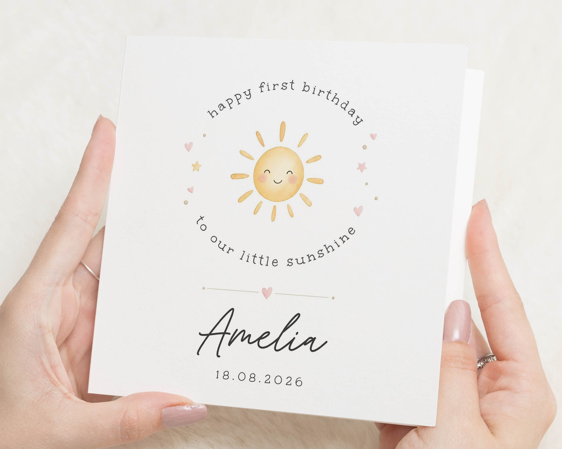 Personalised First Birthday Card, 1st Birthday Card for Girl, Birthday Card for Daughter, Cute Sunshine Card, First Birthday Card