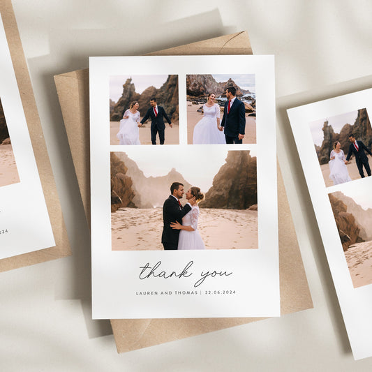 Wedding Postcard Thank You Cards, Folded Thank You Cards Wedding, Wedding Thank You, Thank You Wedding Card, Simple Wedding Card With Photo