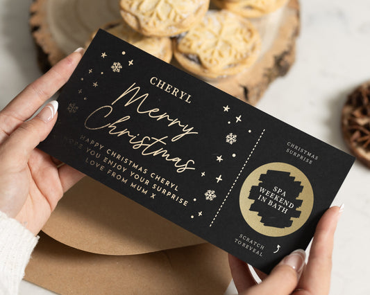 Personalised Christmas Gift Voucher, Scratch to Reveal Spa Day Voucher, Spa Weekend Away Gift for Her, Custom Gift Experience