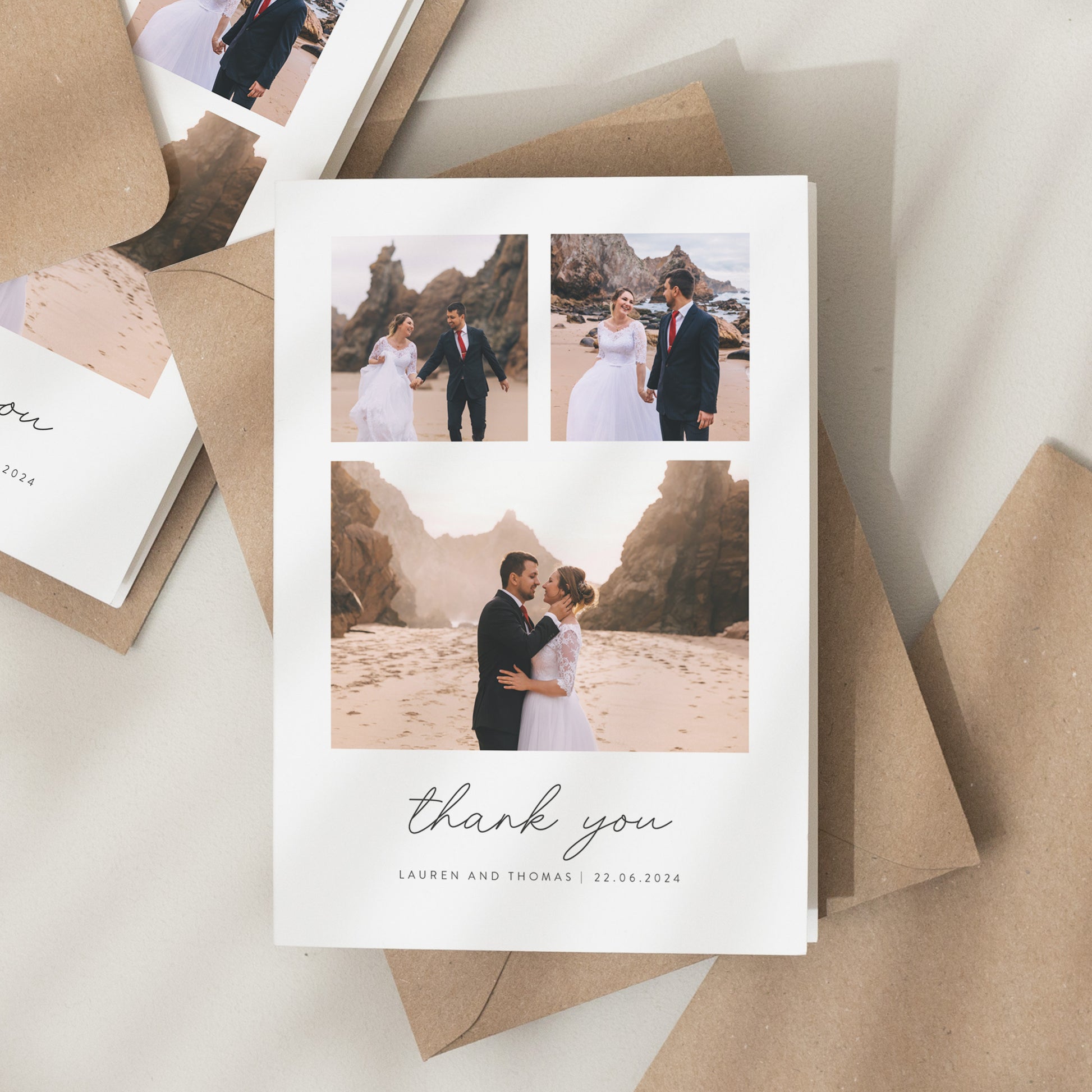 Folded Wedding Thank You Cards, Postcard Thank You Cards Wedding, Wedding Thank You, Thank You Wedding Card, Simple Wedding Card With Photo