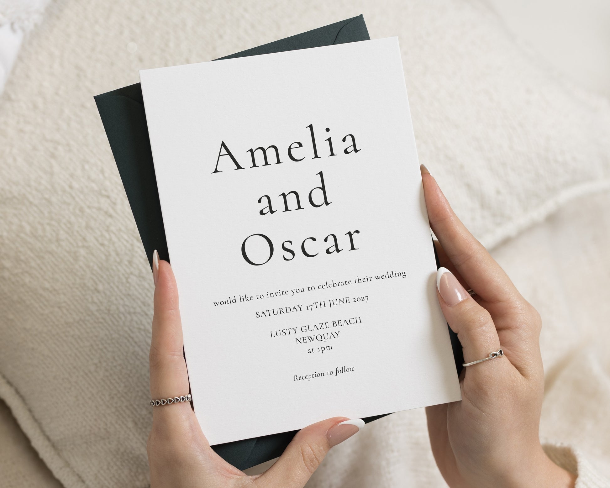 Minimalist Wedding Invitations, Elegant Typography Wedding Invite, Black and White Wedding Invitation Suite, Personalised Invites