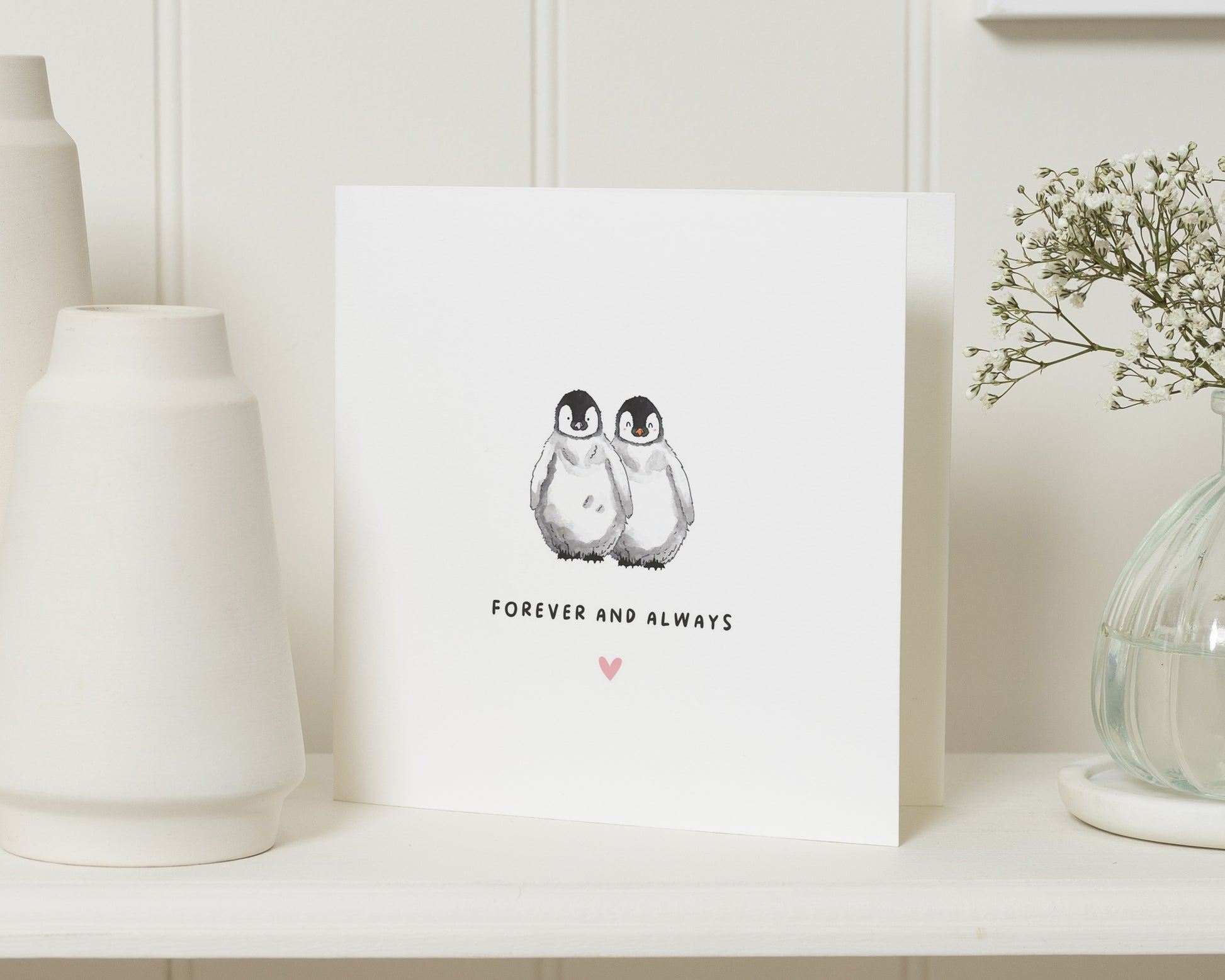 Anniversary Card, Romantic Card, Forever And Always Card, Penguin Card, Cute Anniversary Card, Card For Her, Card For Him, Love Card
