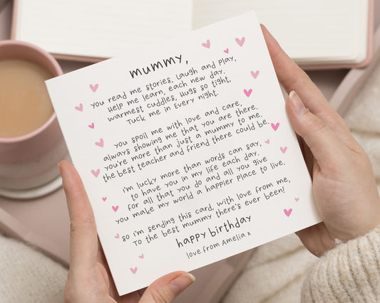 Mummy Birthday Card, Birthday Card for Mum, Personalised Mum Birthday Card, Poem Birthday Card for Mummy, Cute Card from Child
