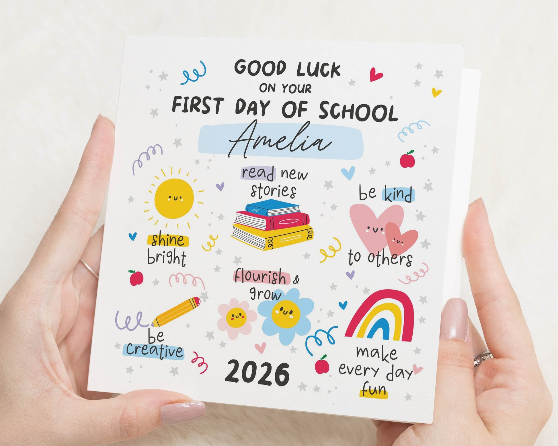 First Day of School Card, Good Luck Card for Child, Personalised School Card, Back to School Card, New School Card for Kids