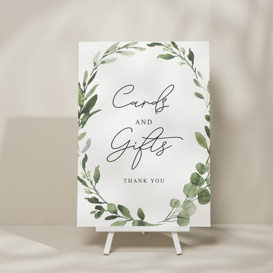 Botanical Wedding Cards And Gifts Sign, Eucalyptus Sign, Gifts Wedding Sign, Cards Wedding Sign, Simple Design &#39;Alethea&#39;