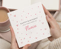 Birthday Card for Niece, Niece Birthday Card, Birthday Card for Her, Personalised Birthday Card, Cute Pink Heart Birthday Card