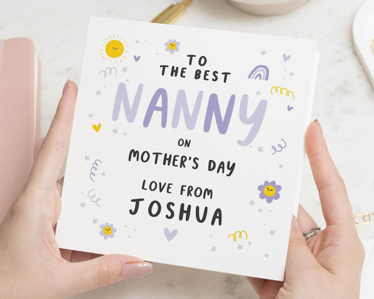 Mother's Day Card for Nanny, Personalised Nanny Mother's Day Card, Mother's Day Card from Grandchild, Cute Mother's Day Card