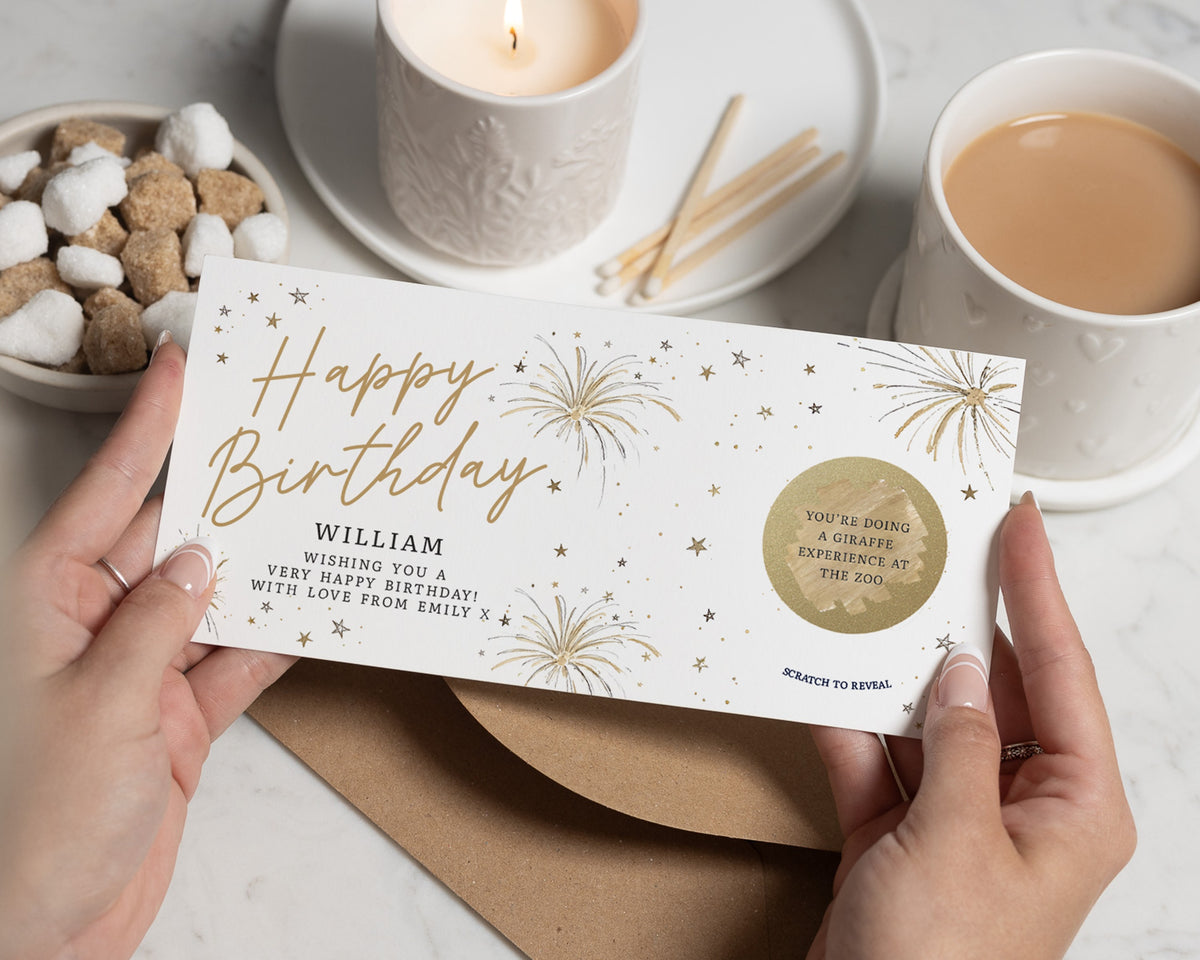 Personalised Birthday Gift Voucher, Scratch To Reveal Experience Gift, Zoo Experience Voucher, Birthday Card for Him or Her
