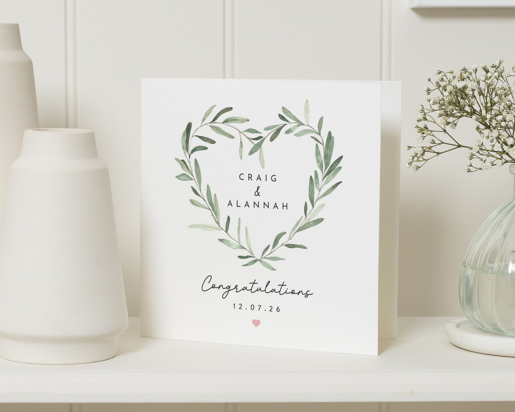 Engagement Card Personalised, Wedding Card, Congratulations Card, Heart Card, Engagement Card for Couple, Custom Names Card