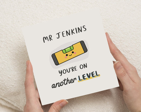 Funny Thank You Card, Thank You Card for Teacher, Personalised Thank You Card, Thank You Card for Him, Cute Level Card