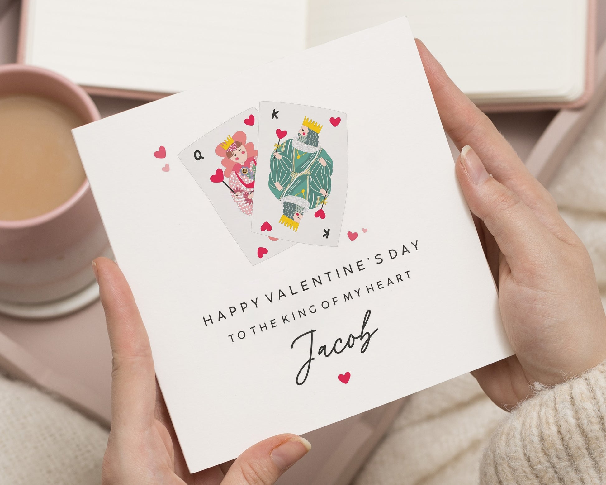 Valentines Day Card for Him, Personalised Valentines Card, King of My Heart Card, Valentines Card for Boyfriend, Husband, Romantic Card