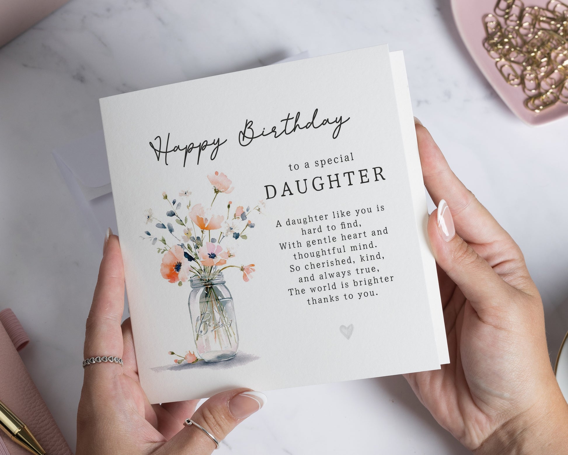 Birthday Card for Daughter, Daughter Birthday Card, Birthday Card for Her, Floral Birthday Card, Special Daughter Card, Poem Card