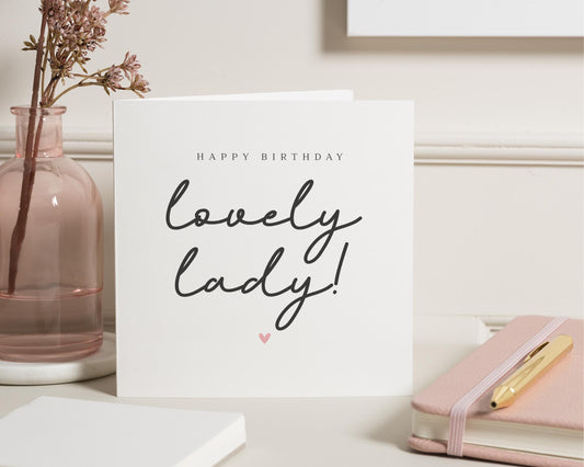 Birthday Card for Her, Lovely Lady Birthday Card, Birthday Card for Friend, Birthday Card for Mum, Simple Birthday Card for Women